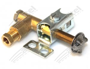 BRUCIATORE PILOTA A GAS REGOLABILE W-H 210 2 FUOCHI - 2 POSIZIONI                                                       TIPO MULTIGAS CON UGELLO D0,22MM CON    STAFFA 2 POSIZIONI